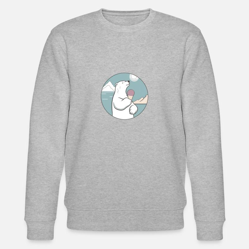 Eisbär mit Eiscreme am Nordpol - Stanley/Stella Unisex Bio-Sweatshirt CHANGER  - Grau meliert
