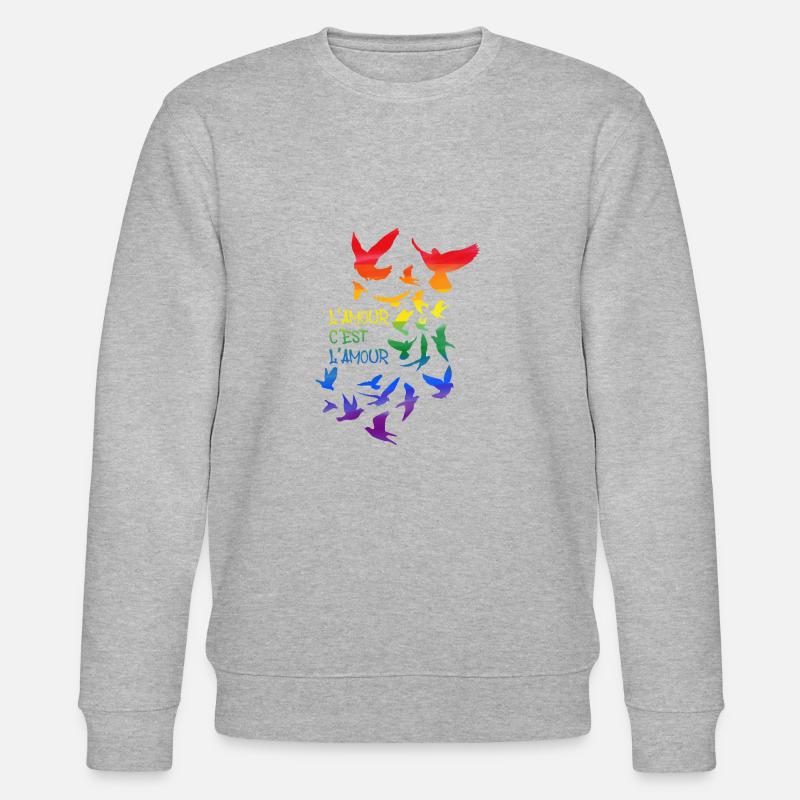 l'amour c'est l'amour,,regenbogen,tauben,vögel - Stanley/Stella Unisex Bio-Sweatshirt CHANGER  - Grau meliert