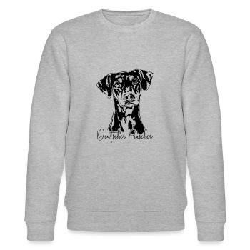 DEUTSCHER PINSCHER Hund Hunde Wilsigns - Stanley/Stella Unisex Bio-Sweatshirt CHANGER  - Grau meliert - Vorne - Nik (191cm) & Marisol (170cm)