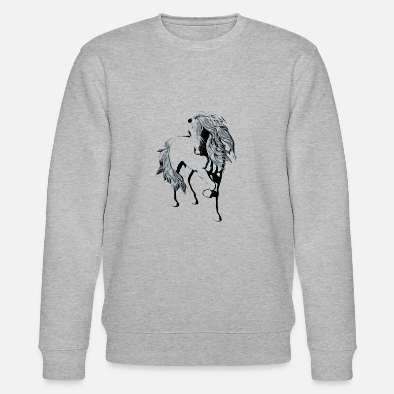 Weißes Pferd auf transparentem Hintergrund - Stanley/Stella Unisex Bio-Sweatshirt CHANGER  - Grau meliert