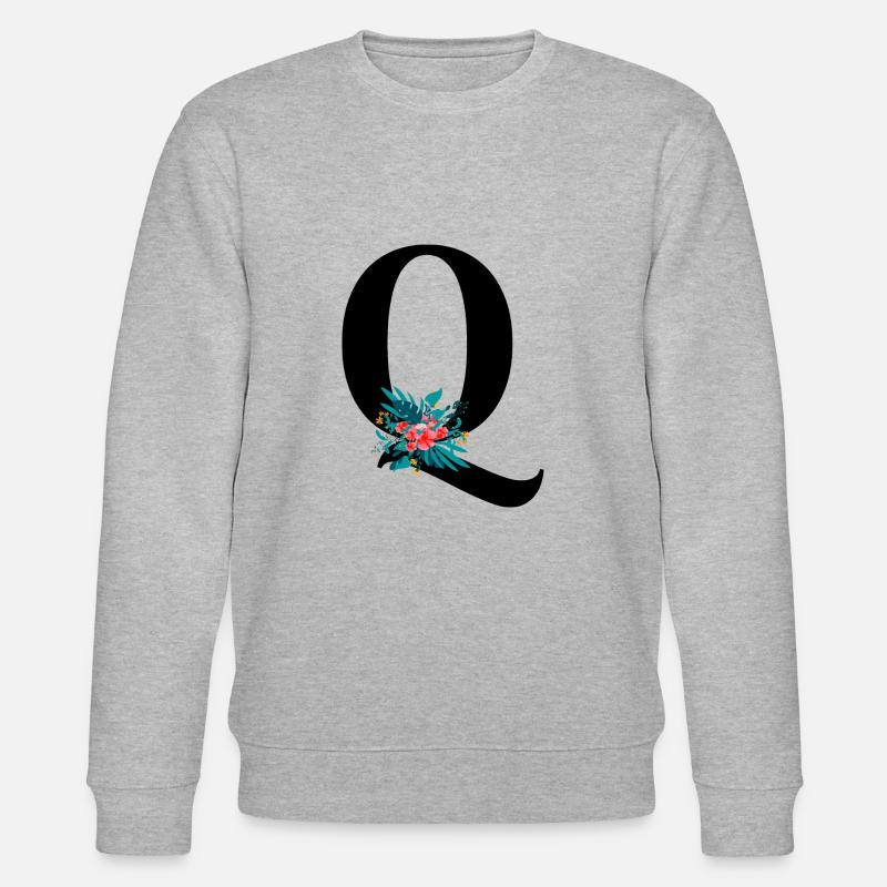 lettre Q fleuris - Sweat bio CHANGER Stanley/Stella Unisexe - gris chiné