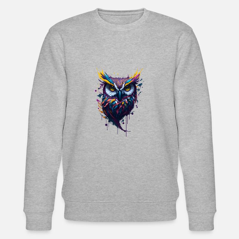 Splash Art Eule - Stanley/Stella Unisex Bio-Sweatshirt CHANGER  - Grau meliert
