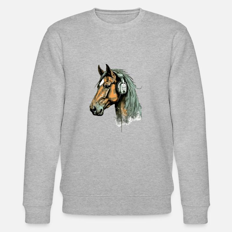 Ecko das audiophile Pferd - Stanley/Stella Unisex Bio-Sweatshirt CHANGER  - Grau meliert