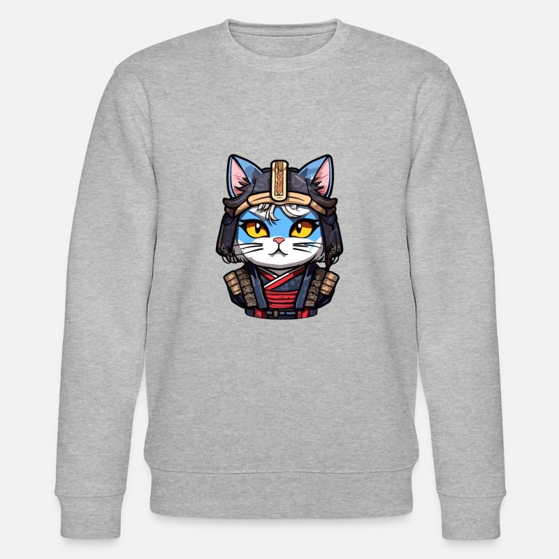 Samurai-Katze #4 - Stanley/Stella Unisex Bio-Sweatshirt CHANGER  - Grau meliert