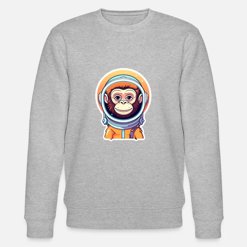 Illustration d’astronaute singe - Sweat bio CHANGER Stanley/Stella Unisexe - gris chiné