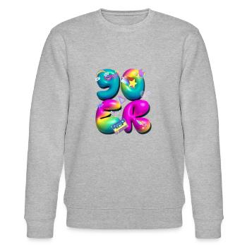 90s,retro,balloons,3d,90s,colorful - Stanley/Stella CHANGER Unisex Organic Sweatshirt - heather grey - Front - Nik (191cm) & Marisol (170cm)