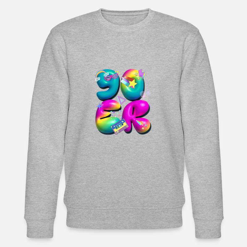 90er,retro,ballons,3d,90 er Jahre,bunt - Stanley/Stella Unisex Bio-Sweatshirt CHANGER  - Grau meliert