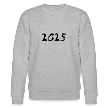 2025 Jahreszahl Datum Zahl Anno Kalenderjahr - Stanley/Stella Unisex Bio-Sweatshirt CHANGER  - Grau meliert - Vorne - Nik (191cm) & Marisol (170cm)