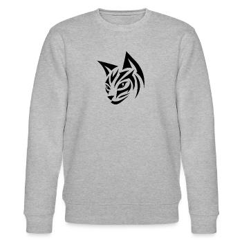 Hübscher Katzenkopf mit Tribal-Akzenten - Stanley/Stella Unisex Bio-Sweatshirt CHANGER  - Grau meliert - Vorne - Nik (191cm) & Marisol (170cm)