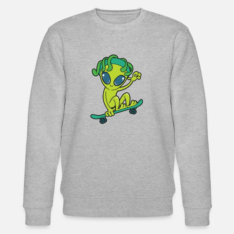 Skateboard Alien - Stanley/Stella Unisex Bio-Sweatshirt CHANGER  - Grau meliert