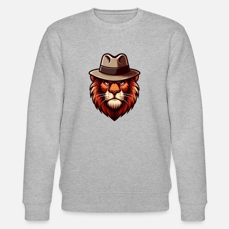 Löwe mit Hut - Stanley/Stella Unisex Bio-Sweatshirt CHANGER  - Grau meliert