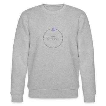 Human Design Shirt Generatorin Eigenschaften b w - Stanley/Stella Unisex Bio-Sweatshirt CHANGER  - Grau meliert - Vorne - Nik (191cm) & Marisol (170cm)