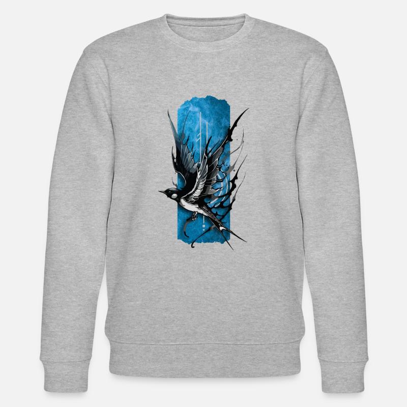 Gracieuse envolée : Élégante hirondelle volante - Sweat bio CHANGER Stanley/Stella Unisexe - gris chiné