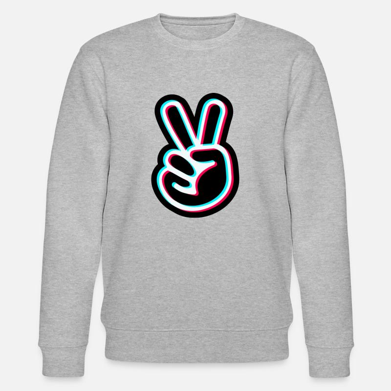 Conception d'autocollant de main de paix - signe de paix - Sweat bio CHANGER Stanley/Stella Unisexe - gris chiné