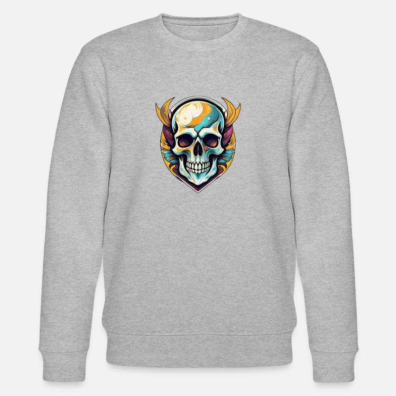 crâne artistique, squelette, morbide - Sweat bio CHANGER Stanley/Stella Unisexe - gris chiné