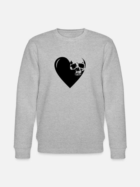HEART, HEART, SKULL - Stanley/Stella CHANGER Unisex Organic Sweatshirt - heather grey