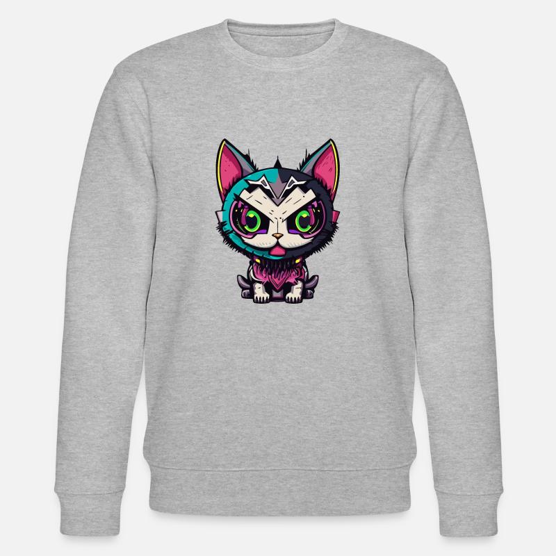 Cyberpunk Astrokatze - Stanley/Stella Unisex Bio-Sweatshirt CHANGER  - Grau meliert