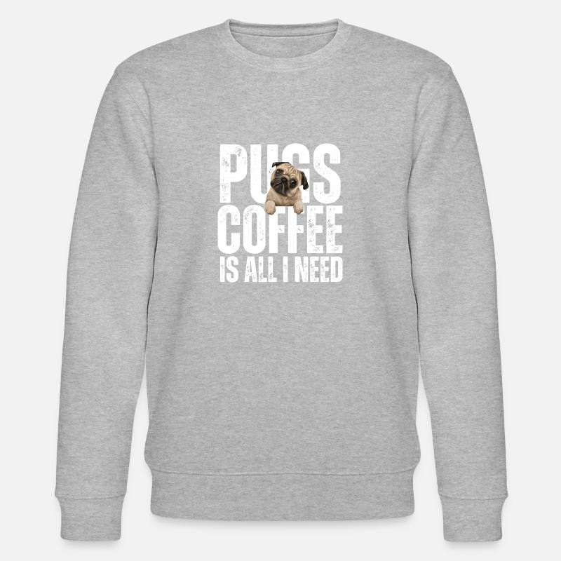 Pug and coffee love - Stanley/Stella CHANGER Unisex Organic Sweatshirt - heather grey
