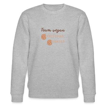 Team Vegan Christmas Cookies_dunkle Schrift - Stanley/Stella Unisex Bio-Sweatshirt CHANGER  - Grau meliert - Vorne - Nik (191cm) & Marisol (170cm)