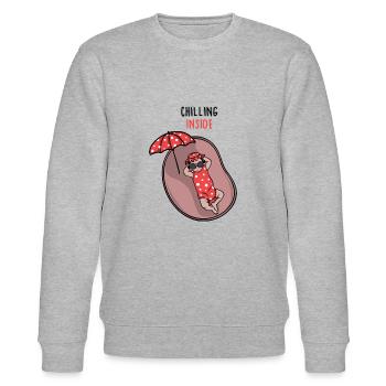 #FancyDesigns #chilling Schwangerschaft Mädchen - Stanley/Stella Unisex Bio-Sweatshirt CHANGER  - Grau meliert - Vorne - Nik (191cm) & Marisol (170cm)