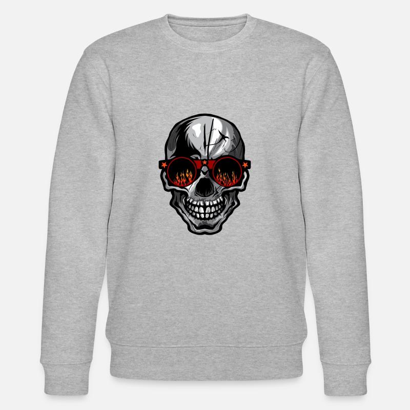 skull bezel round flame fire - Stanley/Stella CHANGER Unisex Organic Sweatshirt - heather grey