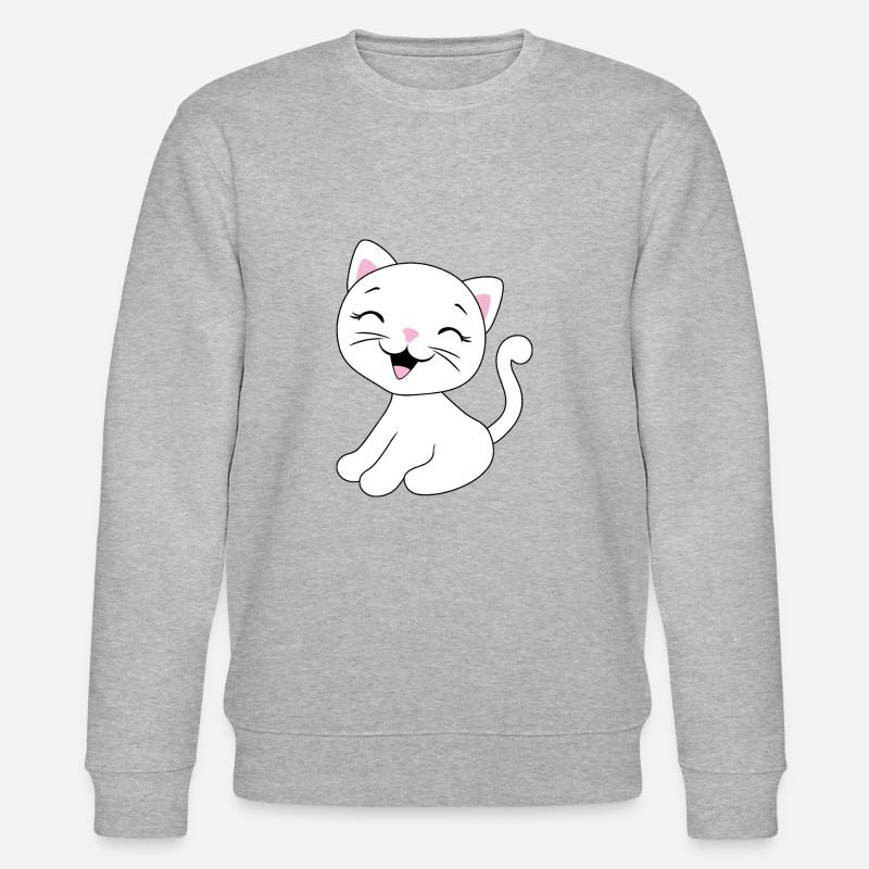 Chaton mignon qui rit - Sweat bio CHANGER Stanley/Stella Unisexe - gris chiné