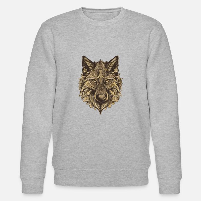 Wolf Portrait - Stanley/Stella Unisex Bio-Sweatshirt CHANGER  - Grau meliert