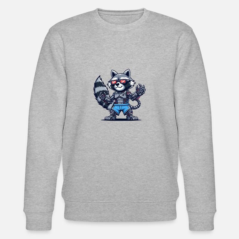Waschbär Cyborg Roboter Design - Stanley/Stella Unisex Bio-Sweatshirt CHANGER  - Grau meliert
