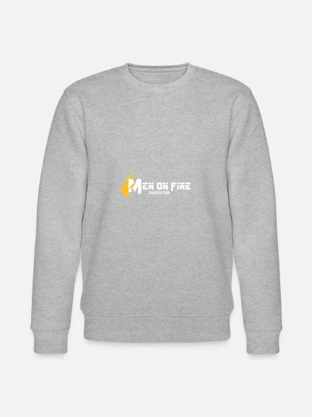 fireman men on fire white - Stanley/Stella CHANGER Unisex Organic Sweatshirt - heather grey