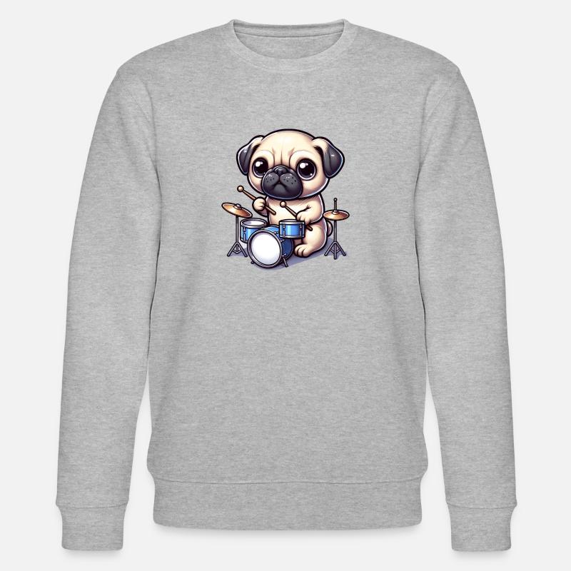 Cooler Mops Schlagzeuger Design - Stanley/Stella Unisex Bio-Sweatshirt CHANGER - Grau meliert