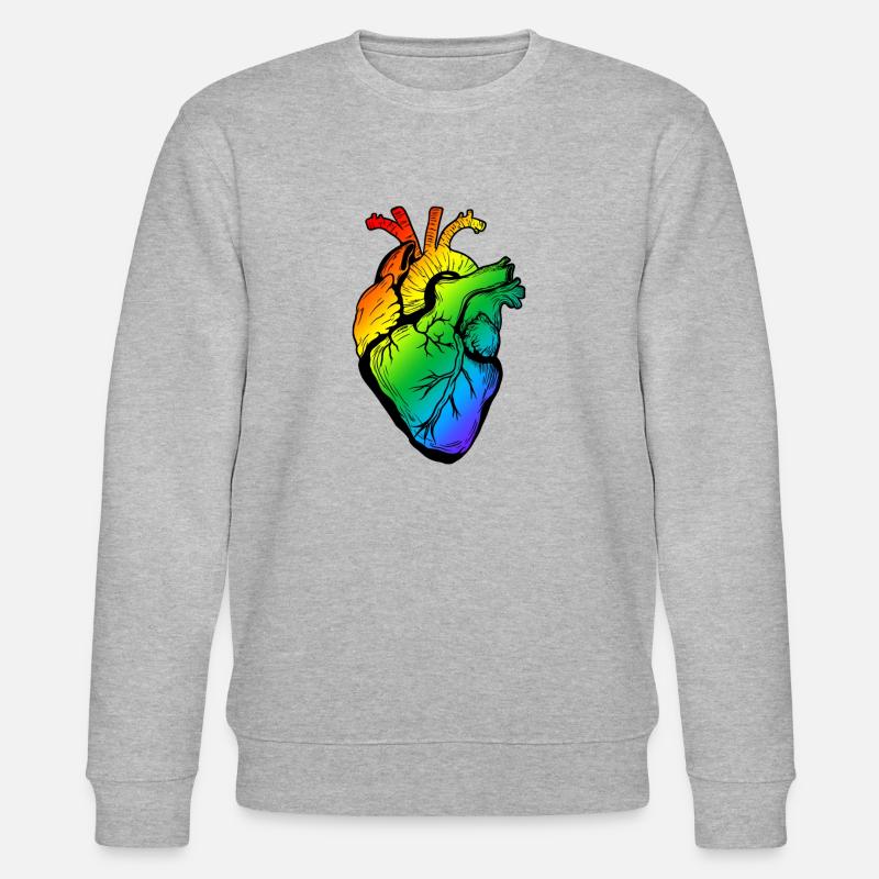 Regenbogen-Herz - Stanley/Stella Unisex Bio-Sweatshirt CHANGER  - Grau meliert