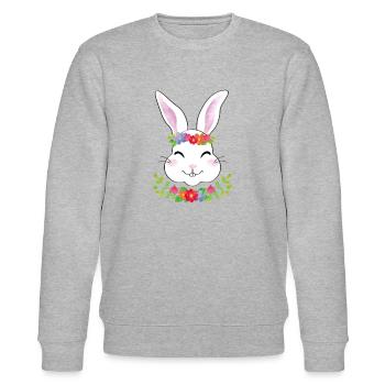 Häschen mit Blumenkranz - Stanley/Stella Unisex Bio-Sweatshirt CHANGER  - Grau meliert - Vorne - Nik (191cm) & Marisol (170cm)