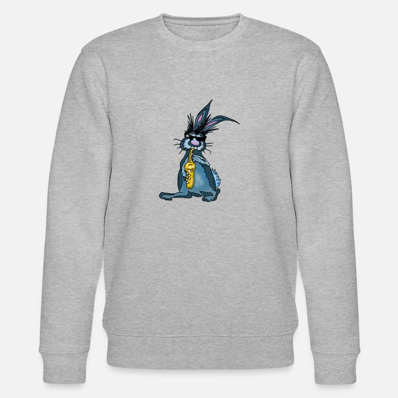 Hase Saxophon - Stanley/Stella Unisex Bio-Sweatshirt CHANGER  - Grau meliert