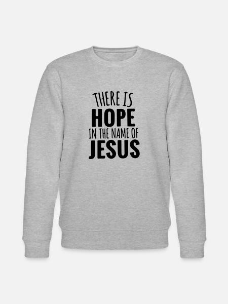Er is hoop in Jezus 'naam, geschenk CHRISTEN - Stanley/Stella Uniseks bio-sweatshirt CHANGER  - grijs gemêleerd