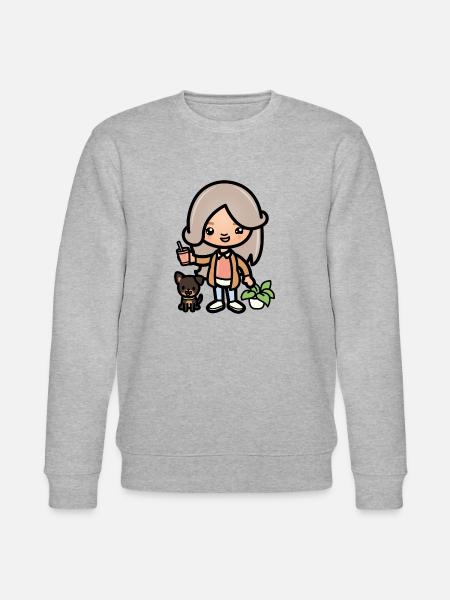 Cute toca girl - Aesthetic game character and dog - Stanley/Stella CHANGER Unisex Organic Sweatshirt - heather grey