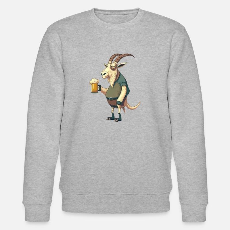 Lustiger Bock mit Bier - Stanley/Stella Unisex Bio-Sweatshirt CHANGER  - Grau meliert