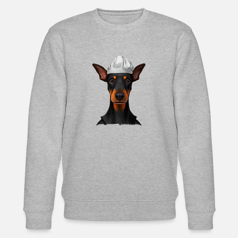Dobermann Gastronom Dobermannwelpe Hund Köche - Stanley/Stella Unisex Bio-Sweatshirt CHANGER - Grau meliert