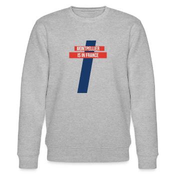 Montpellier is in France: Children's gift - Stanley/Stella CHANGER Unisex Organic Sweatshirt - heather grey - Front - Nik (191cm) & Marisol (170cm)