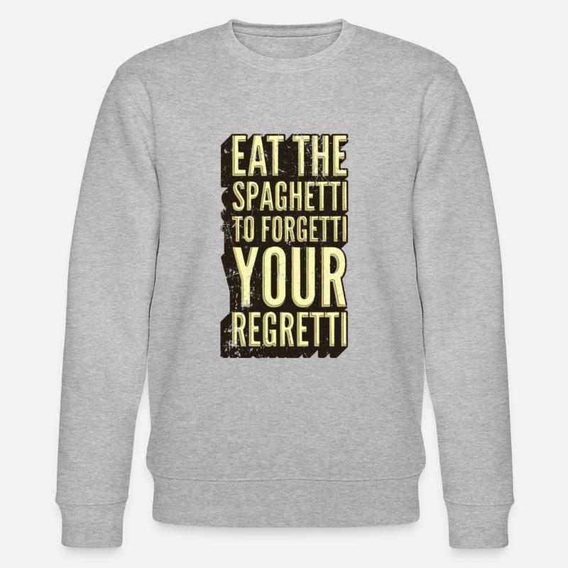 Spaghetti Regret Sarkasmus Grafik - Stanley/Stella Unisex Bio-Sweatshirt CHANGER  - Grau meliert