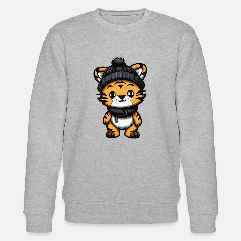 Tiger Winter Comic - Stanley/Stella CHANGER Unisex Organic Sweatshirt - heather grey