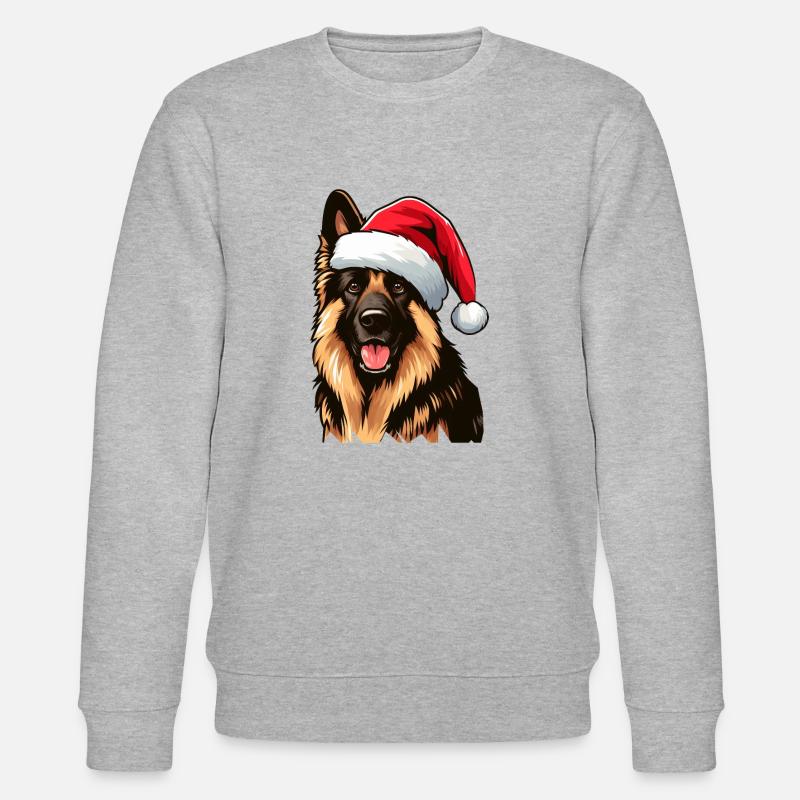 Deutscher Schäferhund Der Weihnachtsmann - Stanley/Stella Unisex Bio-Sweatshirt CHANGER  - Grau meliert