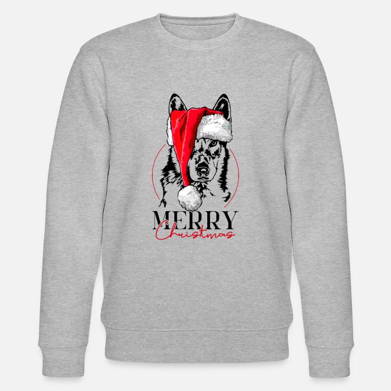 Tschechoslowakischer Wolfhund Merry Christmas - Stanley/Stella Unisex Bio-Sweatshirt CHANGER - Grau meliert