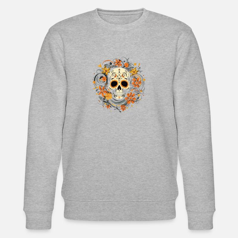Fleurs de crâne éthérées - Sweat bio CHANGER Stanley/Stella Unisexe - gris chiné