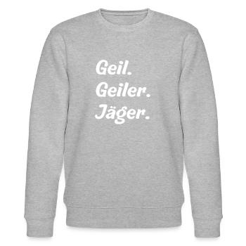 Geil. Geiler. Jäger - Stanley/Stella Unisex Bio-Sweatshirt CHANGER  - Grau meliert - Vorne - Nik (191cm) & Marisol (170cm)