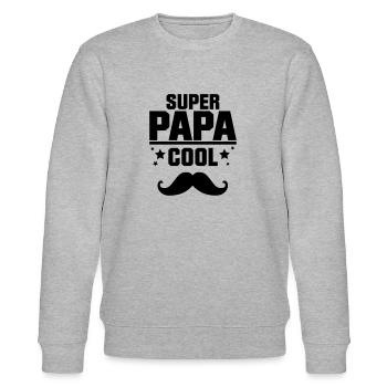 SUPER PAPA COOL MOUSTACHE,citation,message - Sweat bio CHANGER Stanley/Stella Unisexe - gris chiné - Devant - Nik (191cm) & Marisol (170cm)