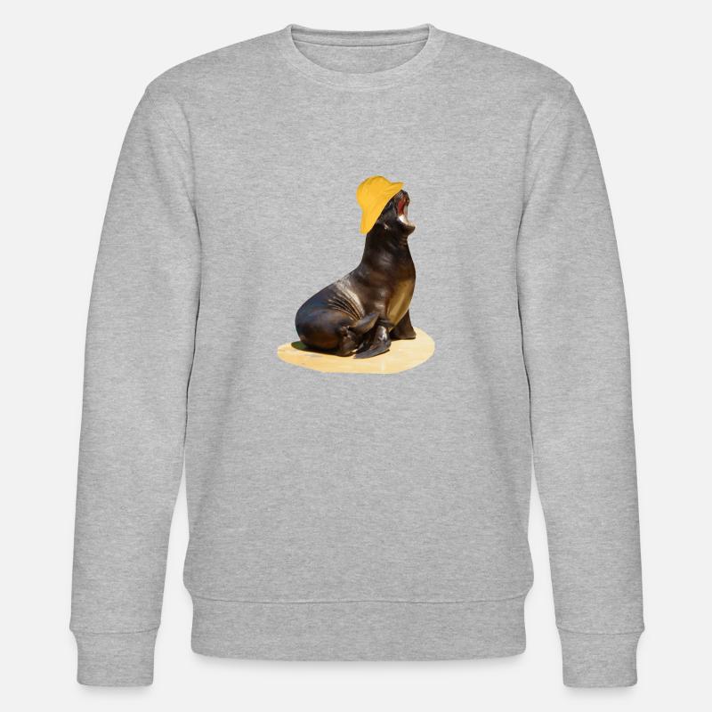 Seelöwe mit Südwester Kopfbedeckung - Stanley/Stella Unisex Bio-Sweatshirt CHANGER  - Grau meliert