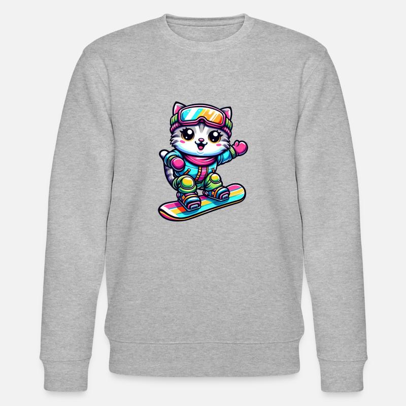 Chat Snowboard Snowboarder Mignon - Sweat bio CHANGER Stanley/Stella Unisexe - gris chiné