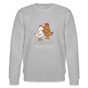 Hast du dein Huhn heute Geschenk umarmen - Stanley/Stella Unisex Bio-Sweatshirt CHANGER  - Grau meliert - Vorne - Nik (191cm) & Marisol (170cm)