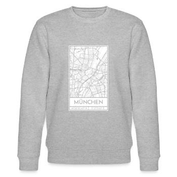 München – City Stadtplan Map Karte (weiß) - Stanley/Stella Unisex Bio-Sweatshirt CHANGER  - Grau meliert - Vorne - Nik (191cm) & Marisol (170cm)