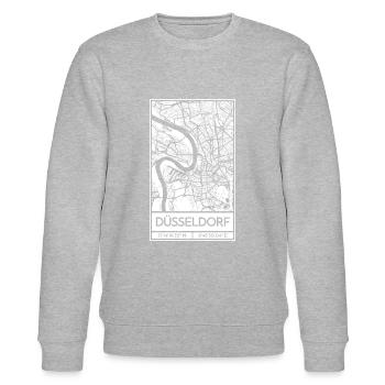 Düsseldorf – City Stadtplan Map Karte (weiß) - Stanley/Stella Unisex Bio-Sweatshirt CHANGER  - Grau meliert - Vorne - Nik (191cm) & Marisol (170cm)